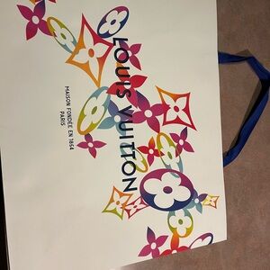 Louis Vuitton Colorful Floral Tote with Blue Handles